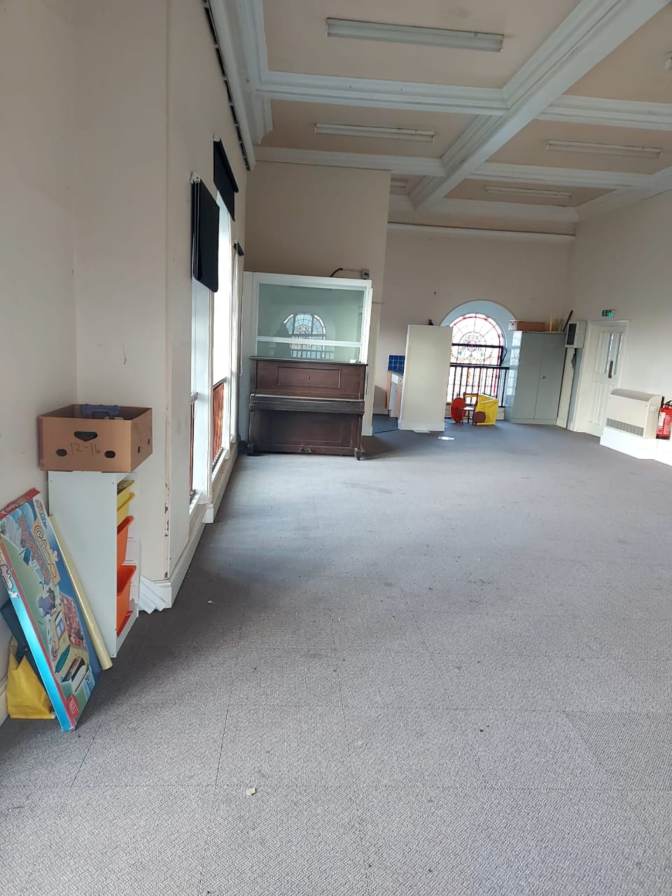 Professional conference setup with presentation area